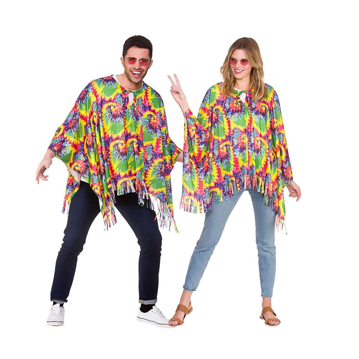 Wicked Costumes Ltd - Hippie Tie Dye Poncho - Adult - Fancy Dress Central