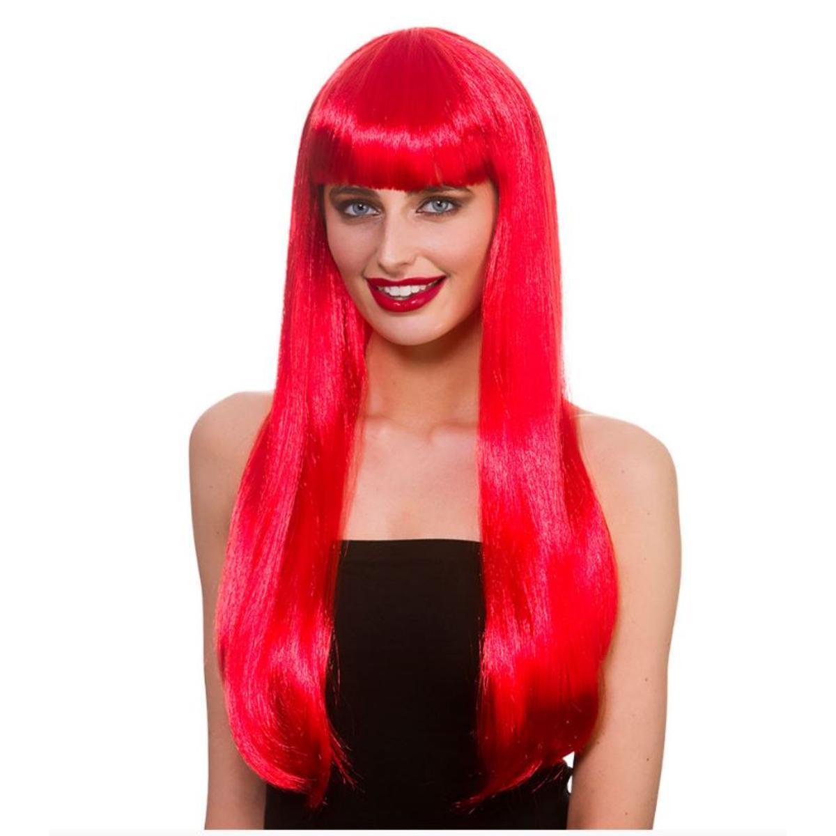 Long Fantasy Wig with Fringe (Red) - Adult