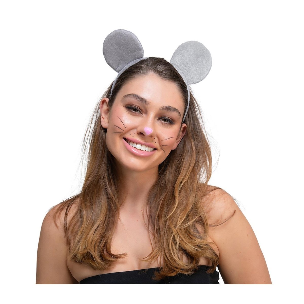 Wicked Costumes Ltd - Velour Ears on a Headband (Mouse) - Adult - Fancy Dress Central