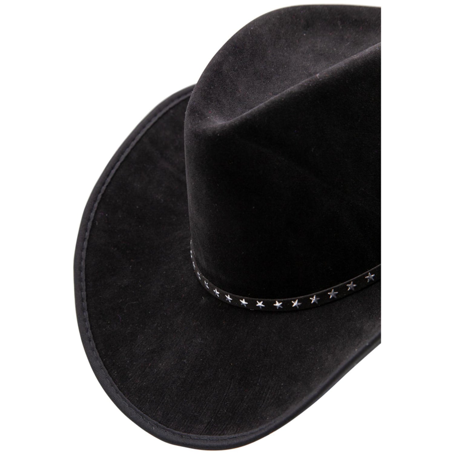 Suede Texan Cowboy Hat with Stars (Black) - Adult