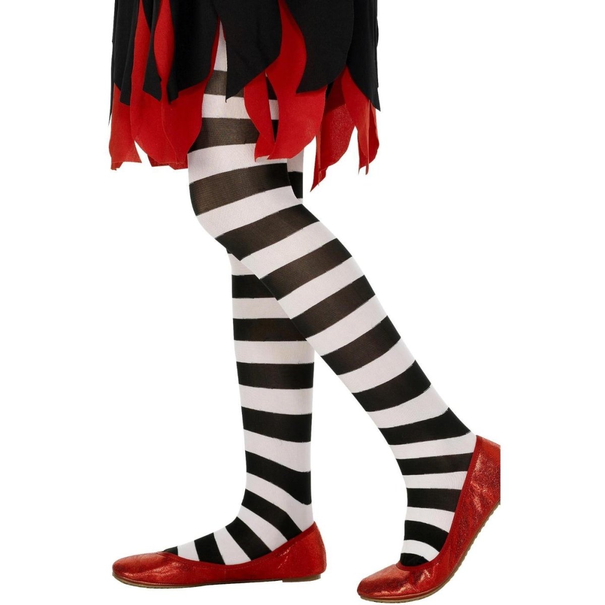 Smiffys - Tights (Black & White Stripe) - Child - Fancy Dress Central