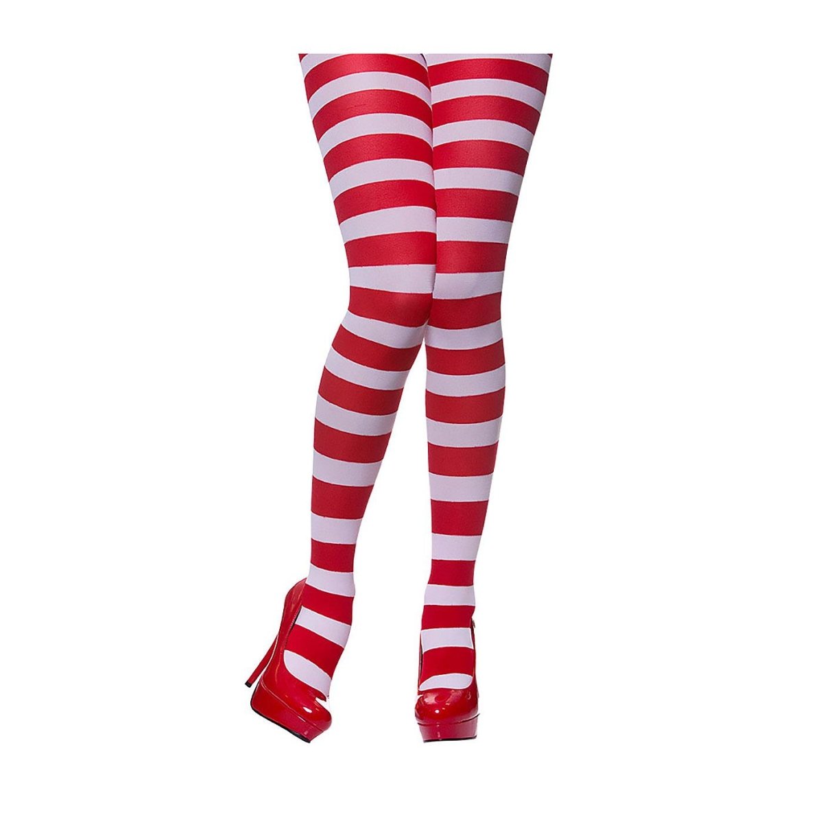 Wicked Costumes Ltd - Red & White Candystripe Tights - Women - Fancy Dress Central