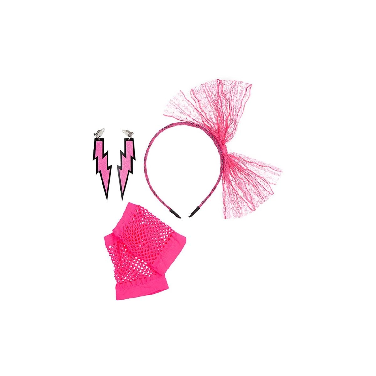 Wicked Costumes Ltd - 80s Pink Accessory Set (3 Piece) - Adult - Fancy Dress Central