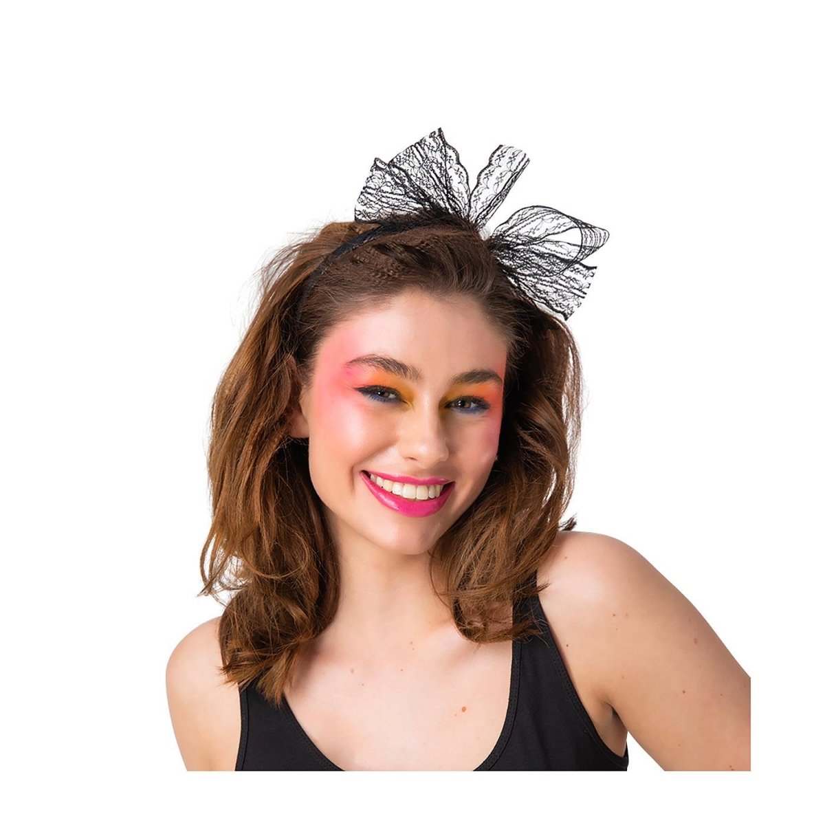 Wicked Costumes Ltd - 80s Lace Bow on a Headband - Adult - Fancy Dress Central