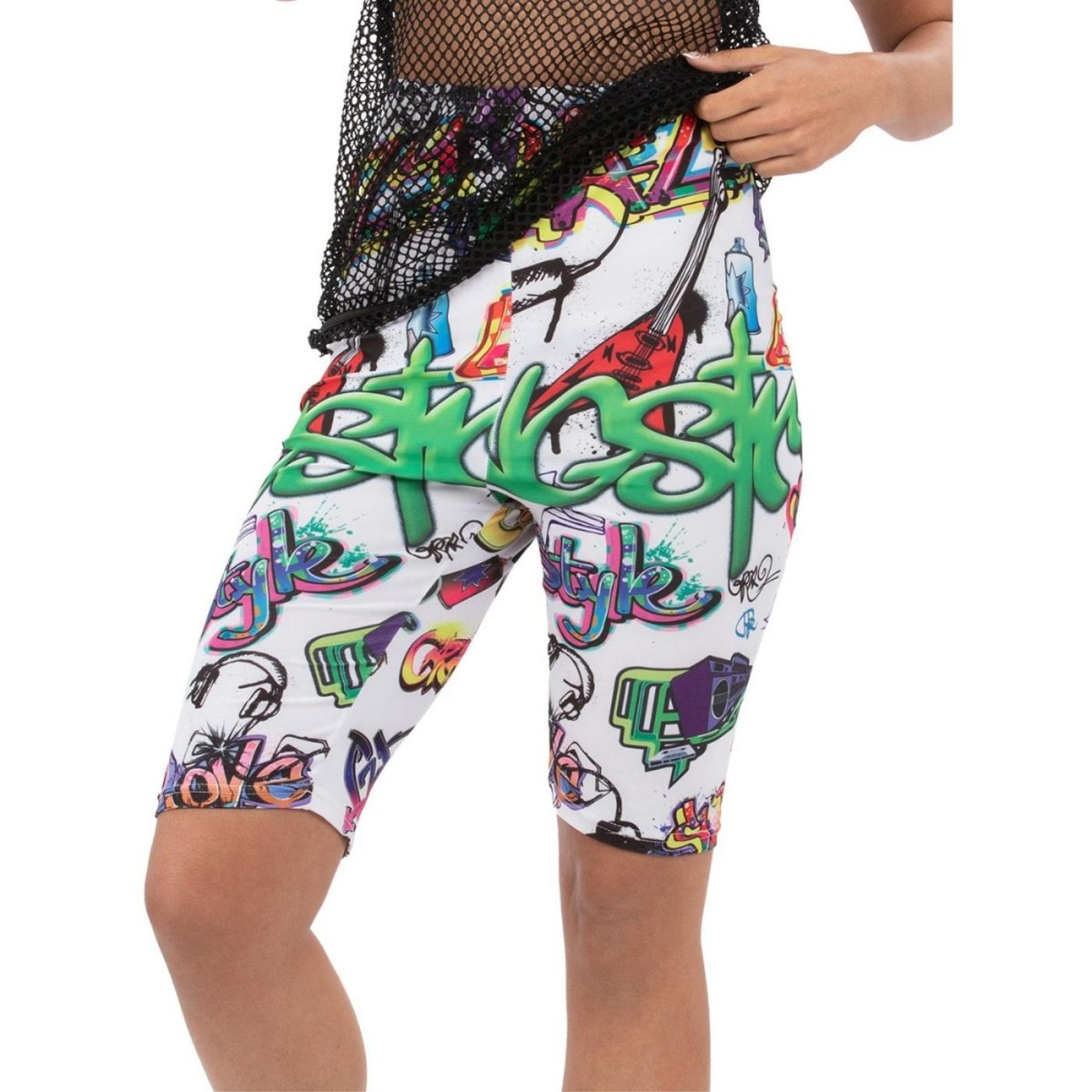 Smiffys - 90s Graffiti Cycling Shorts - Adult - Fancy Dress Central