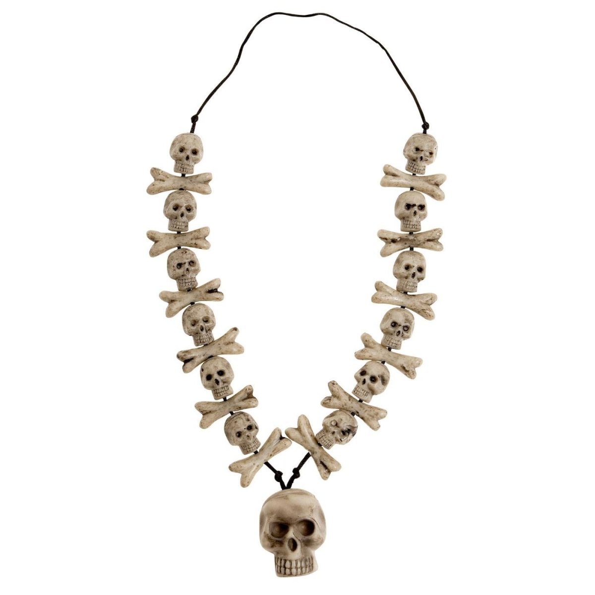 Widmann - Skulls & Cross Bones Necklace - Adult - Fancy Dress Central