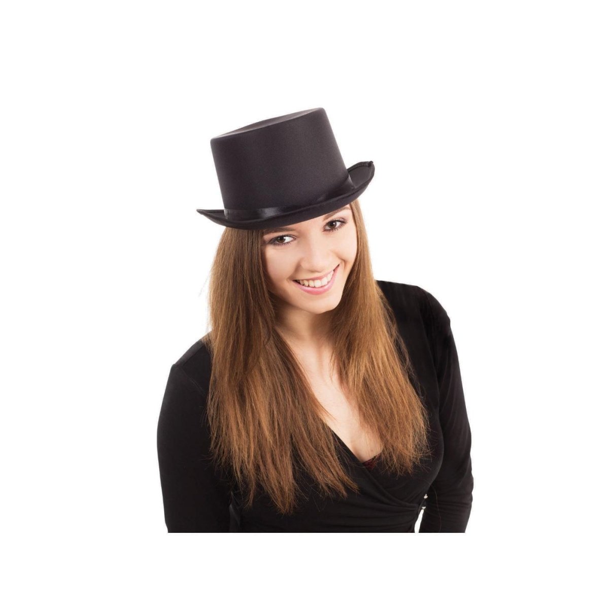 Rubies Masquerade Co. (UK) Ltd - Satin Look Top Hat (Black) - Adult - Fancy Dress Central