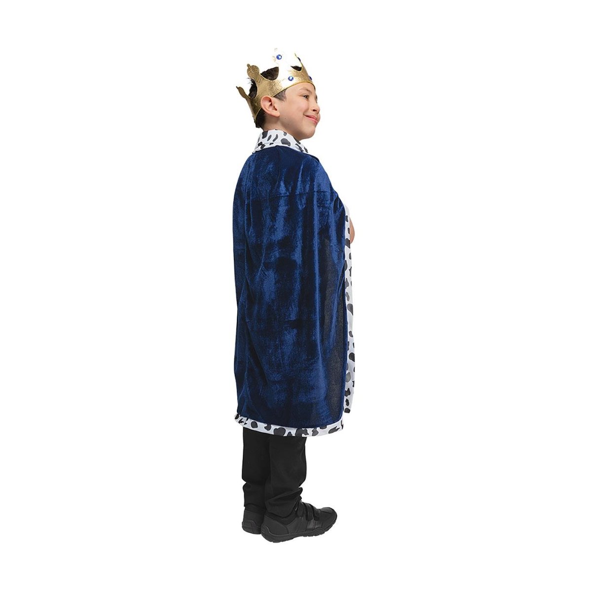 Wicked Costumes Ltd - Velvet Robe & Crown (Blue & Cowprint) - Child - Fancy Dress Central