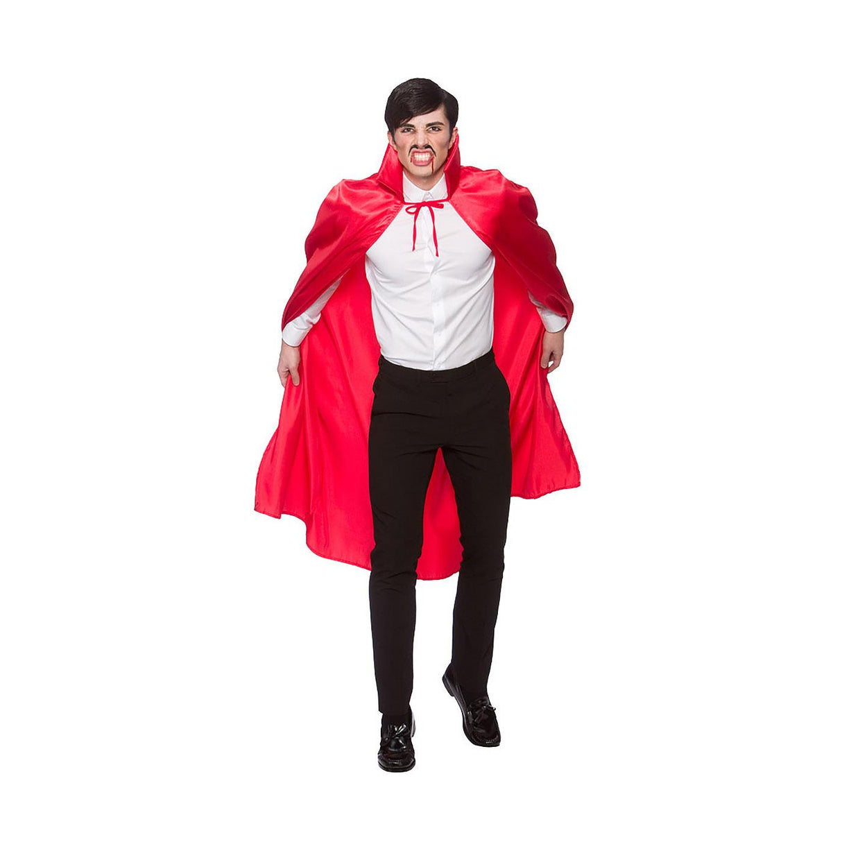 Satin Vampire Cape with Collar (Red) - Adult