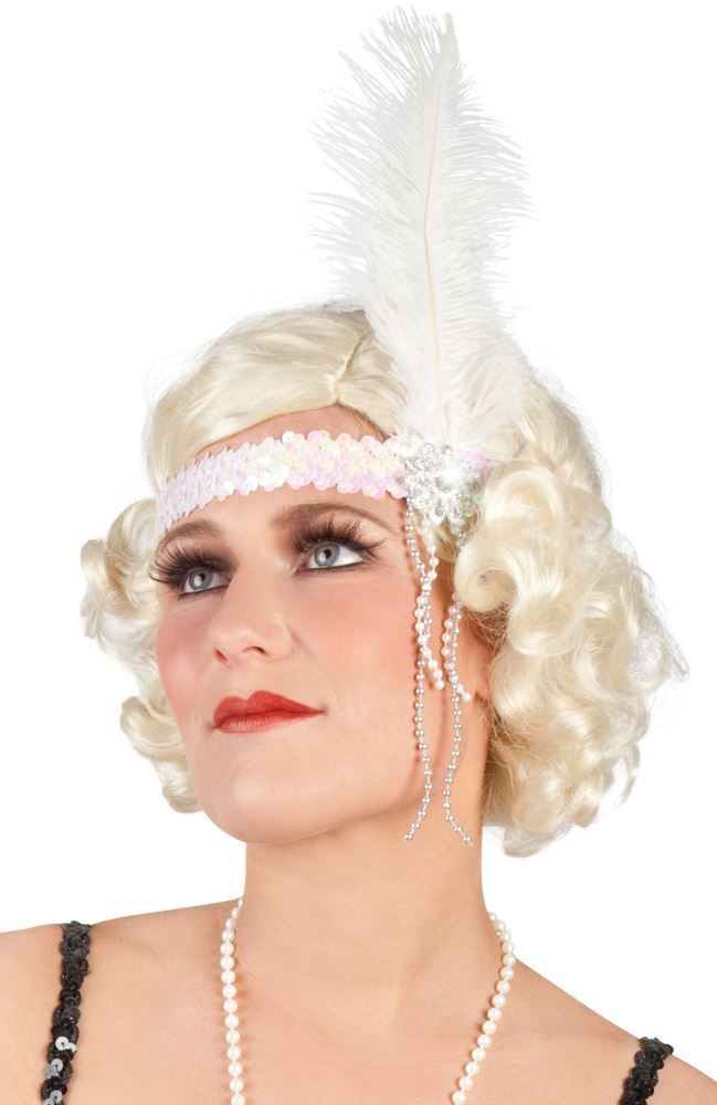 1920s Flapper Headband (White) - Women