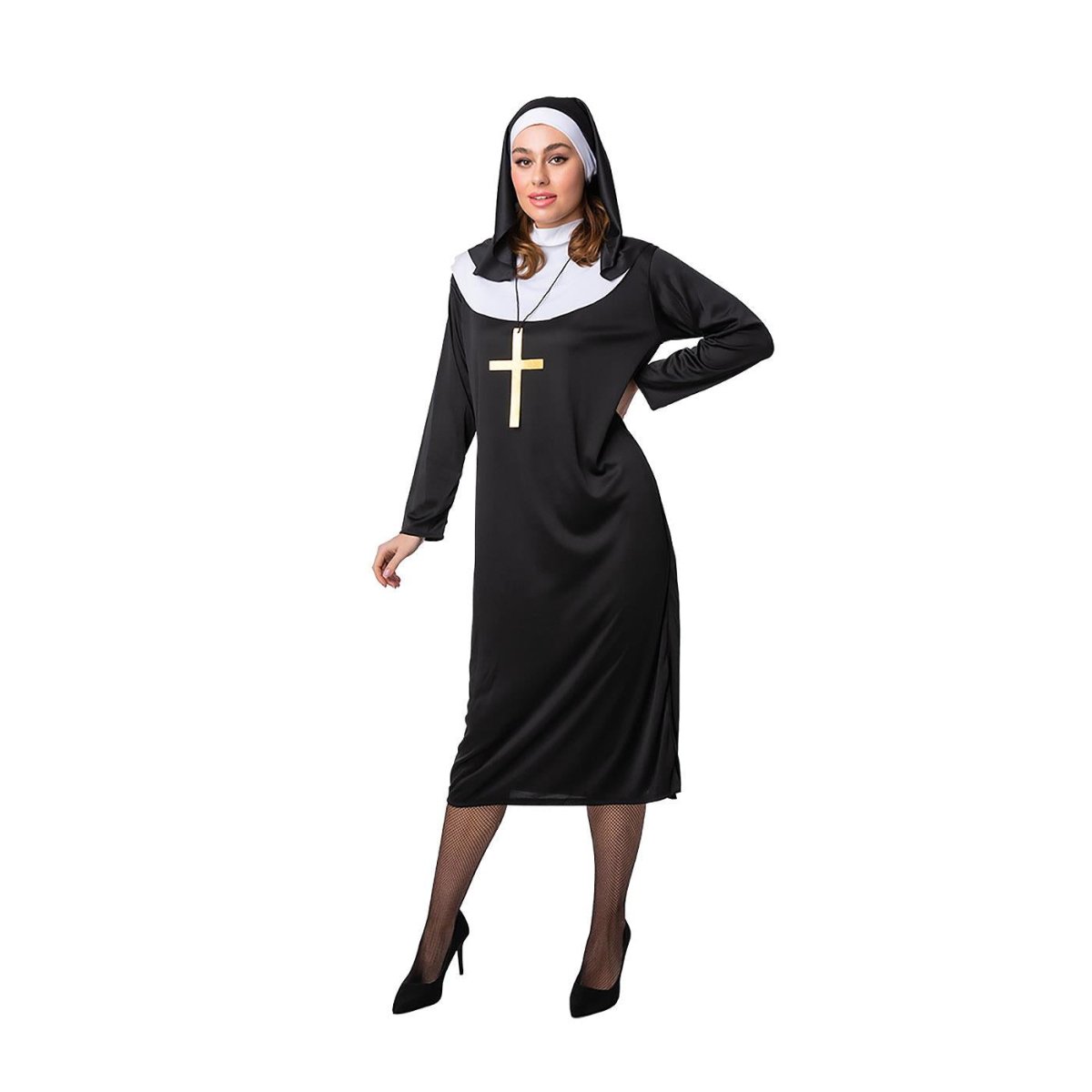 Wicked Costumes - Nun Costume with Cross - Women - Fancy Dress Central