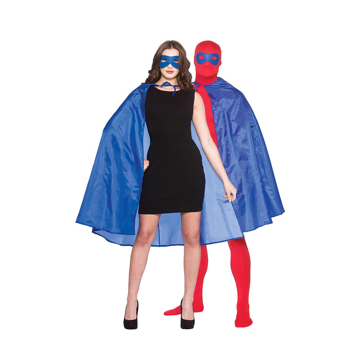 Superhero Mask & Cape (Blue) - Adult