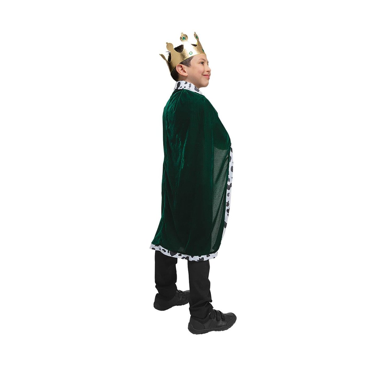 Wicked Costumes Ltd - Velvet Robe & Crown (Green & Cowprint) - Child - Fancy Dress Central
