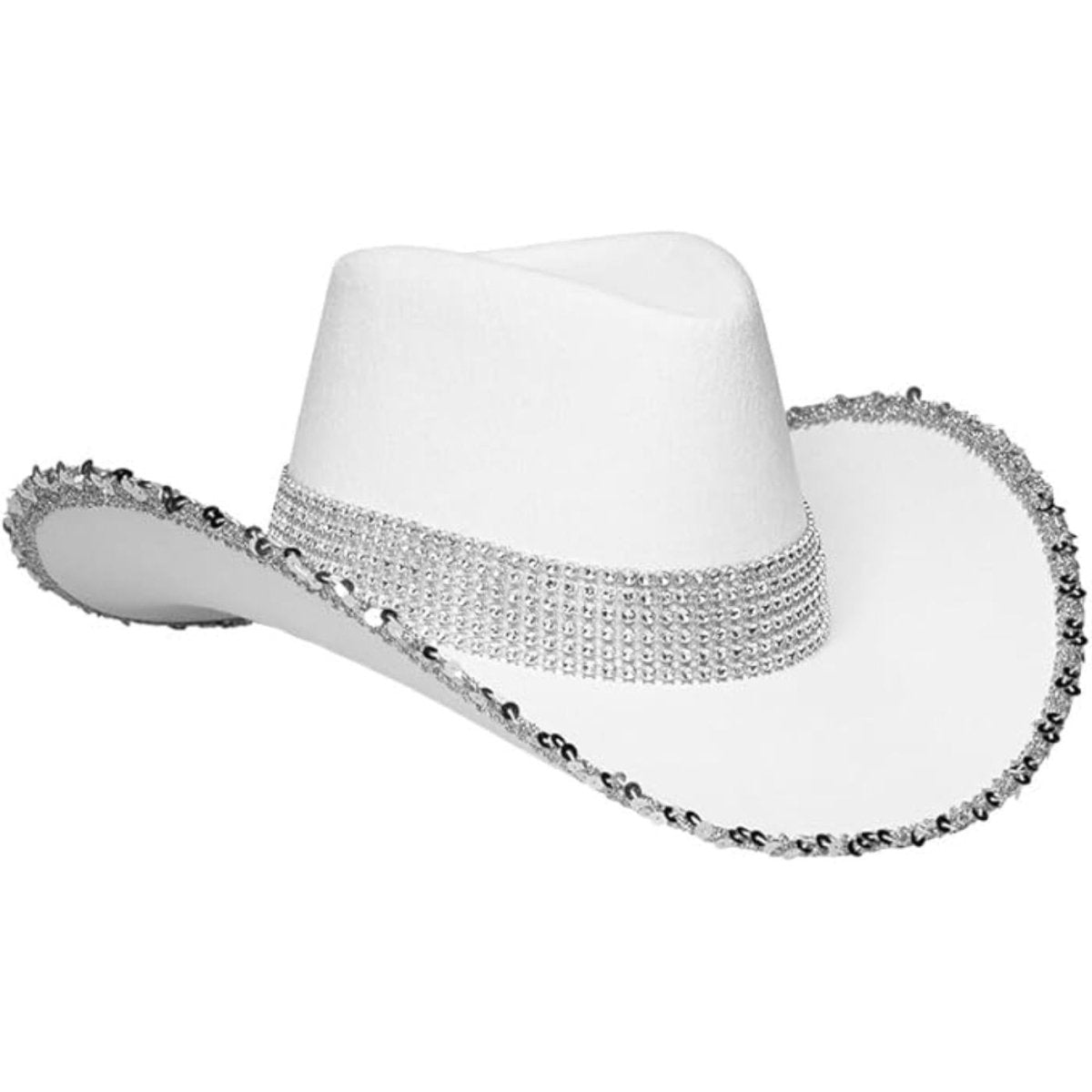 Boland - Sparkle Cowboy Hat (White) - Adult - Fancy Dress Central