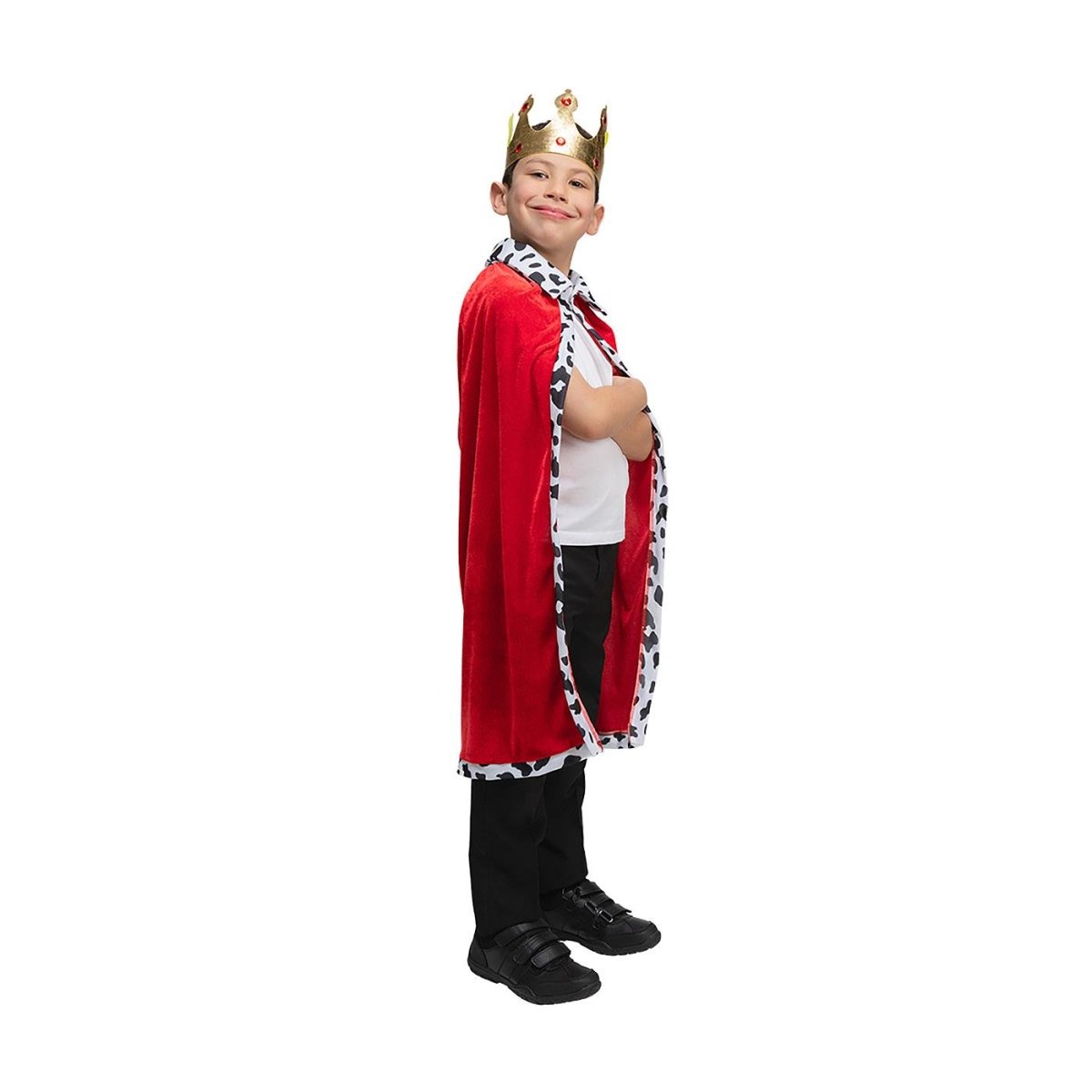Wicked Costumes Ltd - Velvet Robe & Crown (Red & Cowprint) - Child - Fancy Dress Central