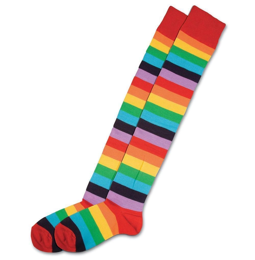 Rubies Masquerade Co. (UK) Ltd - Multicoloured Stripe Clown Socks - Adult - Fancy Dress Central