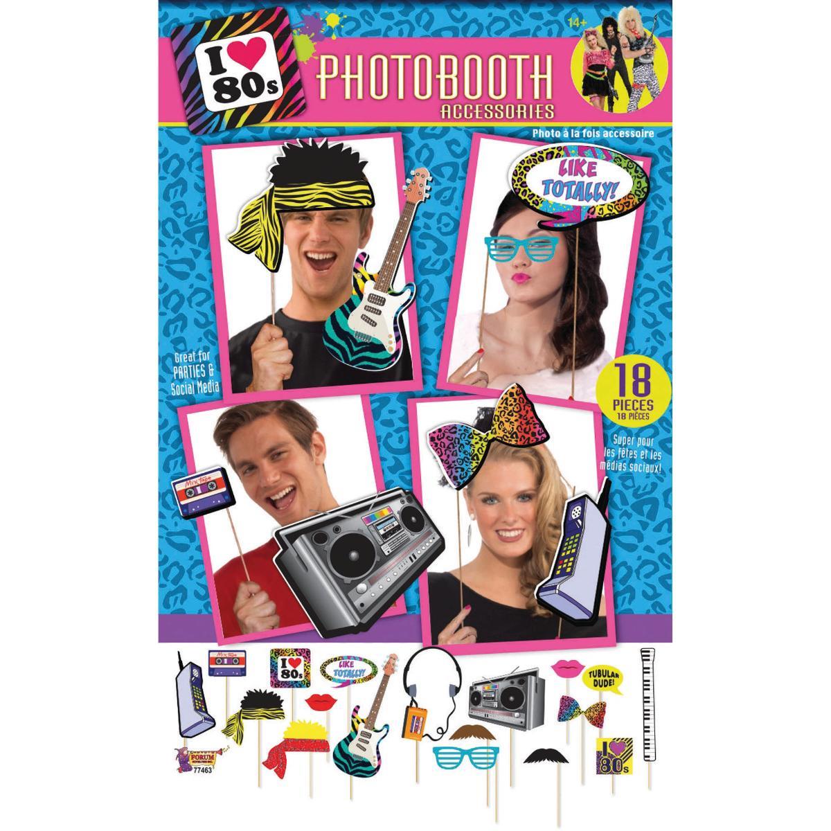 Rubies Masquerade Co. (UK) Ltd - 80s Photobooth Kit (18 Piece) - Party Decoration - Fancy Dress Central