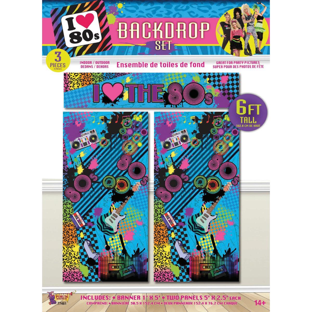 Rubies Masquerade Co. (UK) Ltd - 80s Backdrop Set (3 Piece) - Party Decoration - Fancy Dress Central
