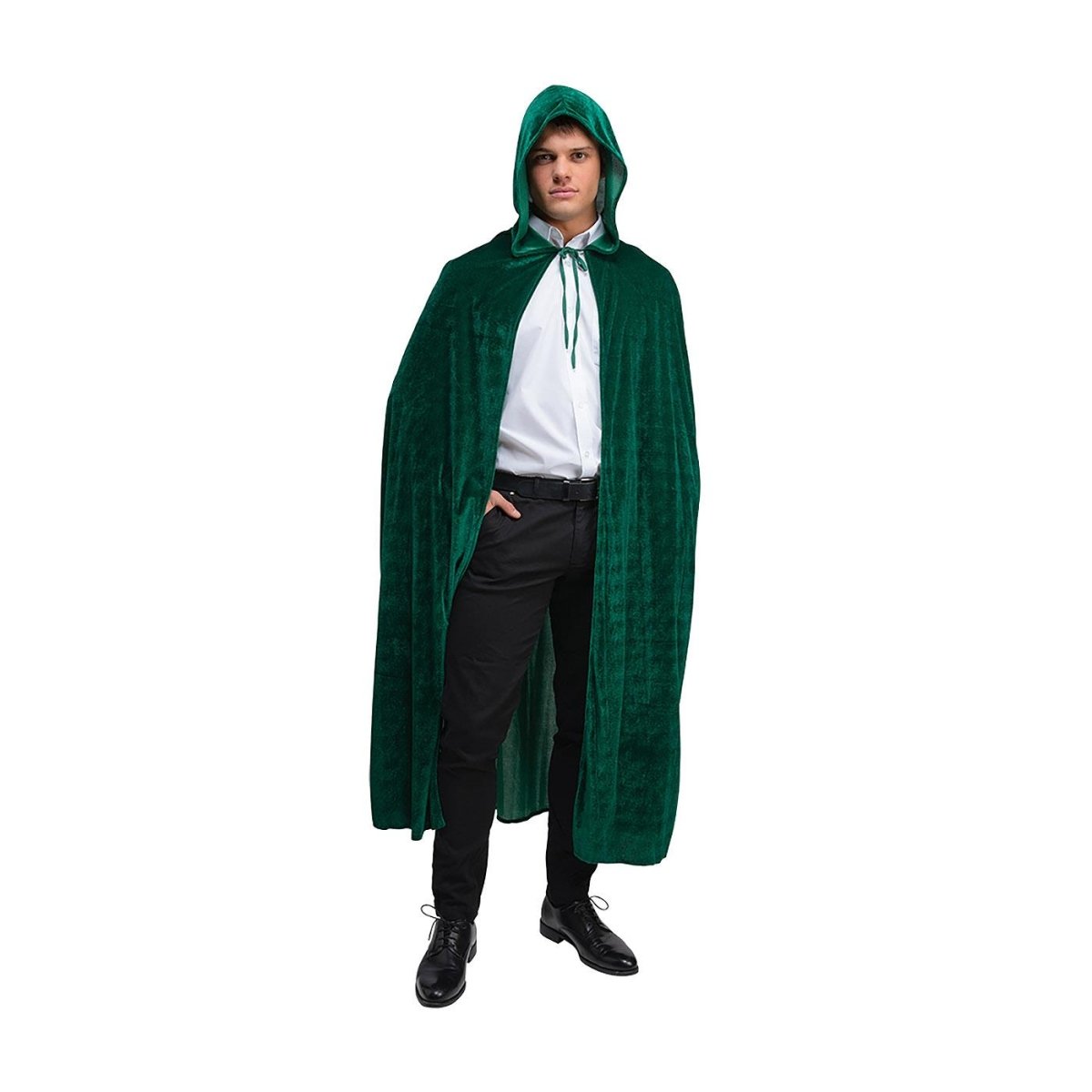 Wicked Costumes Ltd - Hooded Velvet Cloak (Green) - Adult - Fancy Dress Central