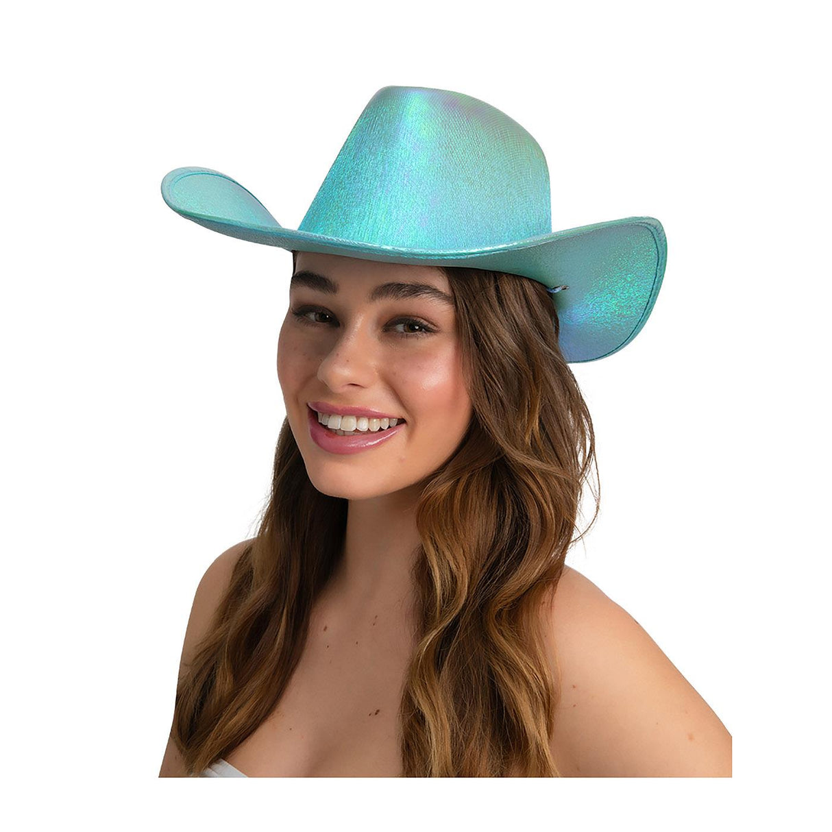 Iridescent Texan Cowboy Hat (Aqua) - Adult