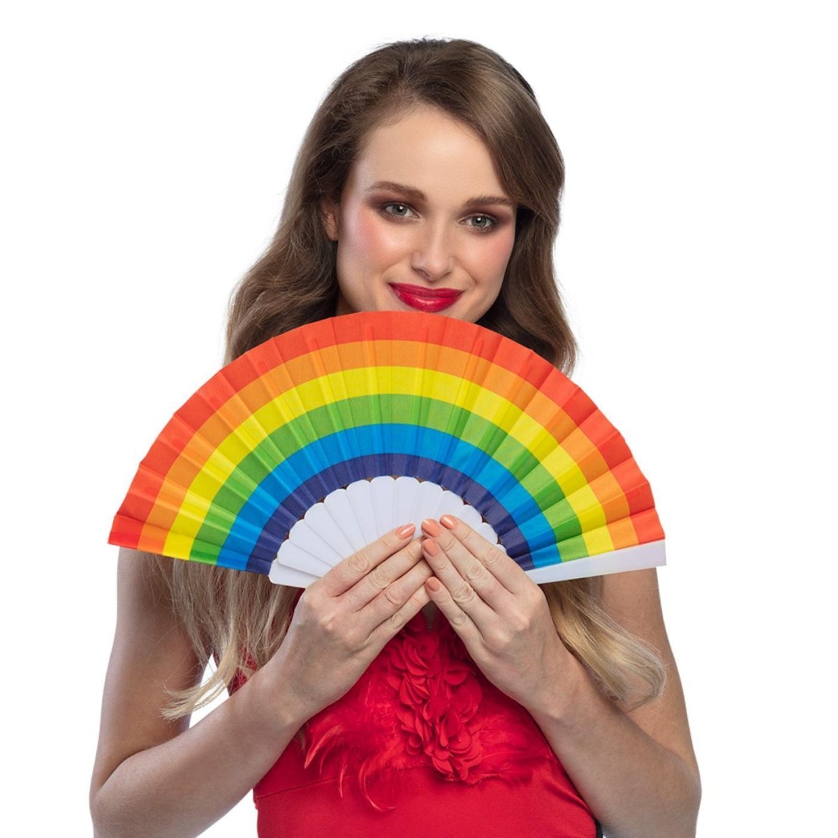 Boland - Rainbow Festival Hand Fan (6 Pack) - Adult - Fancy Dress Central
