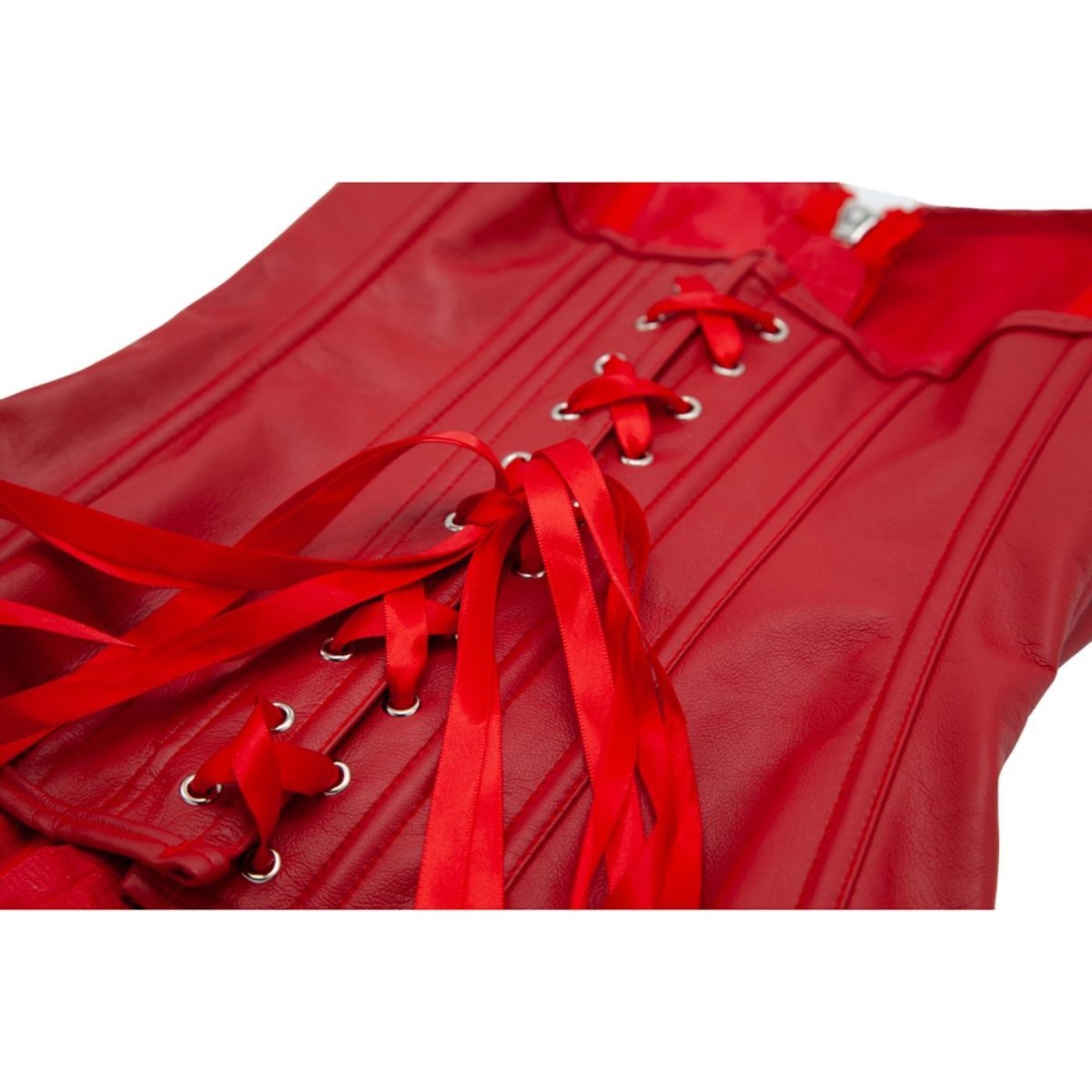 Wicked Costumes - Faux Leather Corset (Red) - Women - Fancy Dress Central