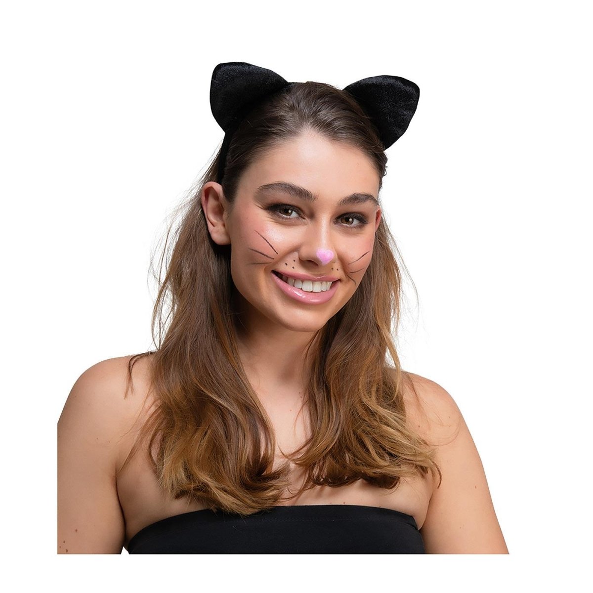 Wicked Costumes Ltd - Velour Ears on a Headband (Black Cat) - Adult - Fancy Dress Central