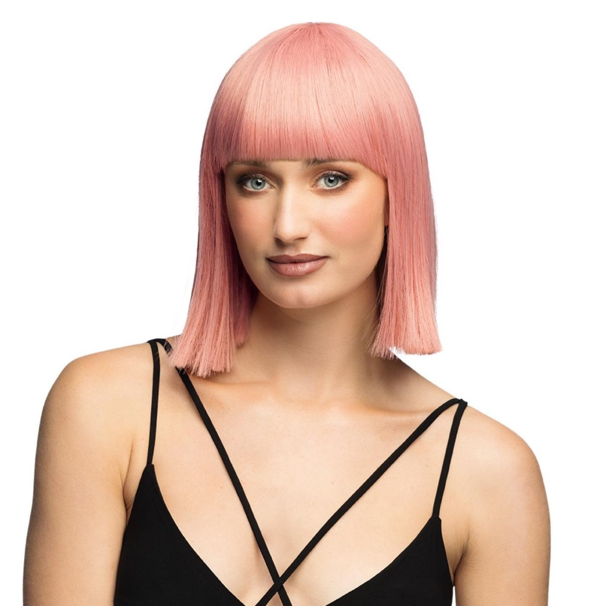 Fancy Dress Central - Bob Wig with Fringe (Pale Pink) - Adult - Fancy Dress Central