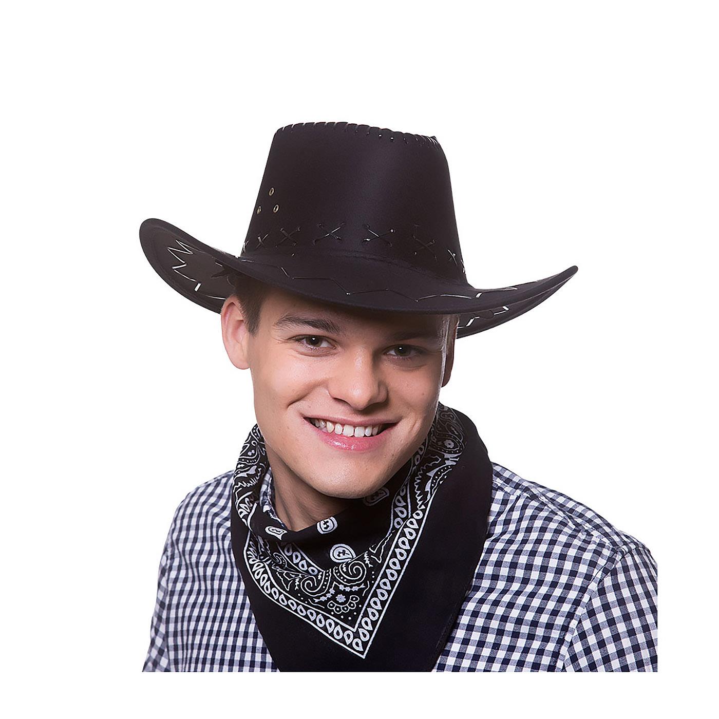 Suede Cowboy Hat (Black) - Adult