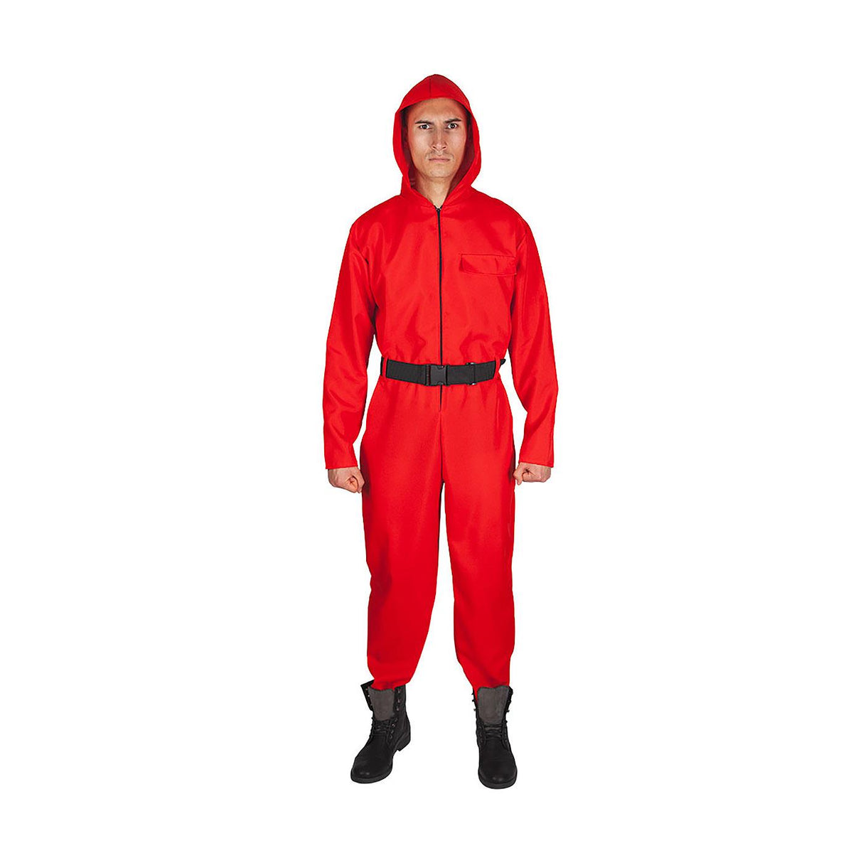 Hooded Jumpsuit with Belt Costume (Red) - Men