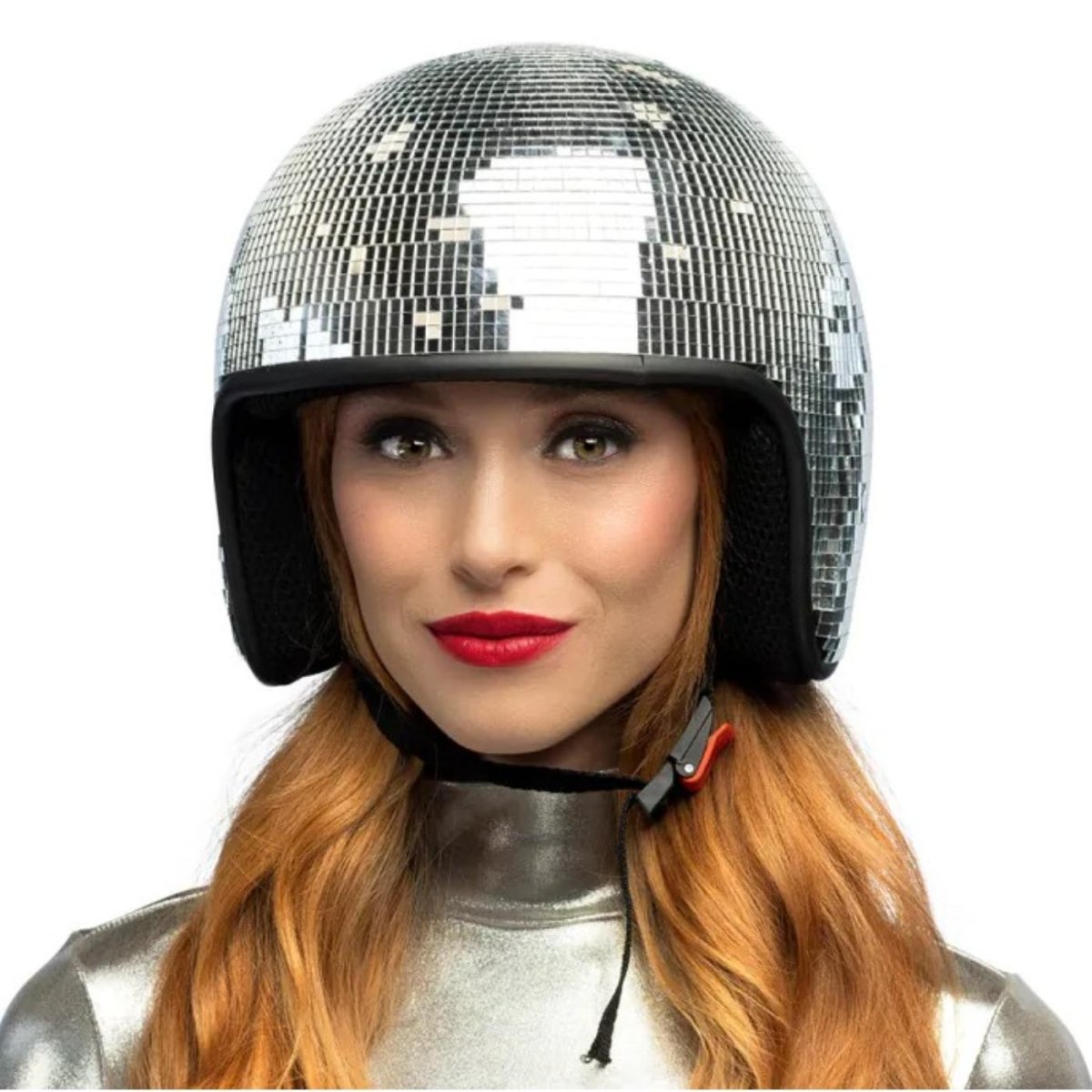 Boland - Disco Helmet (Silver) - Adult - Fancy Dress Central