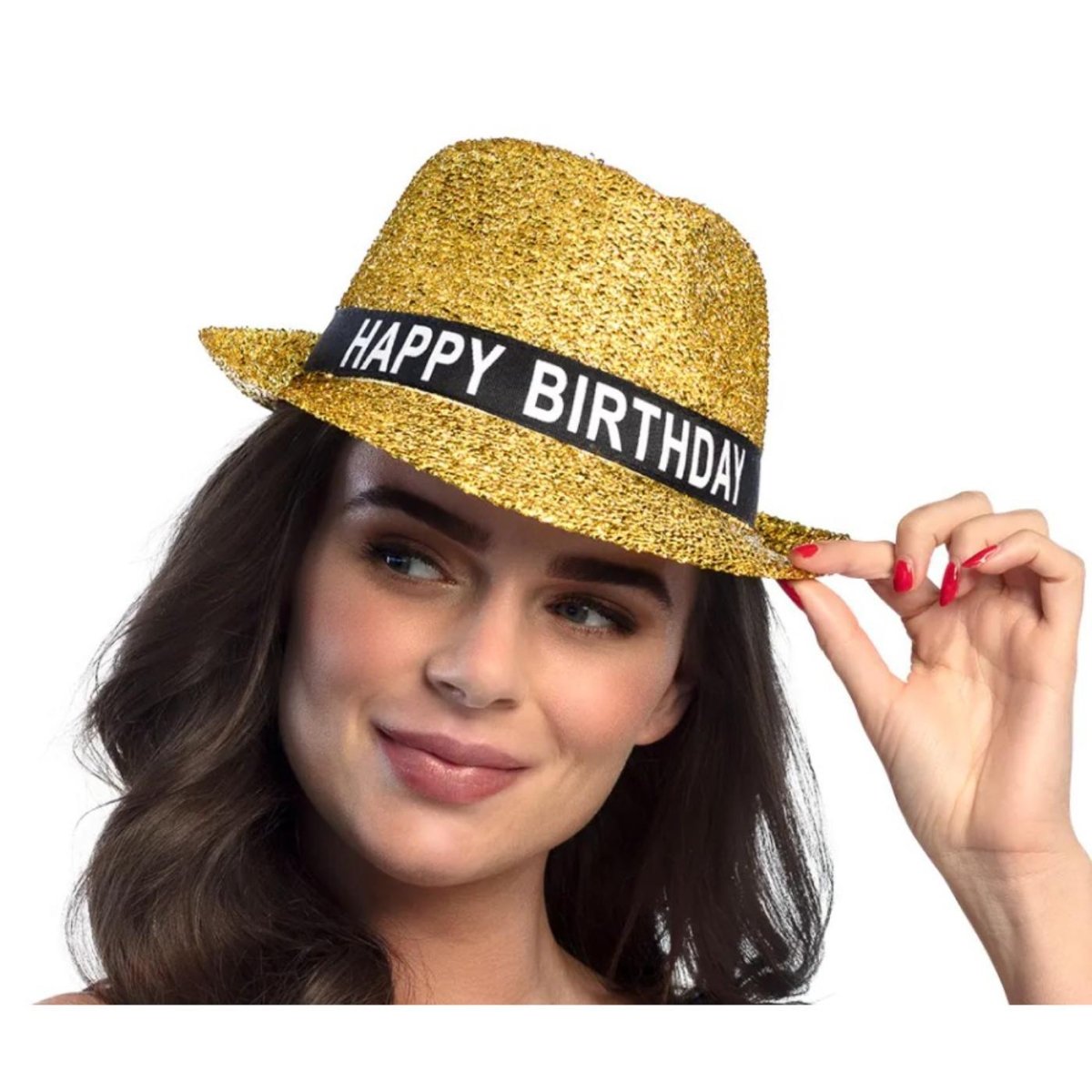 Boland - Happy Birthday Hat (Gold) - Adult - Fancy Dress Central