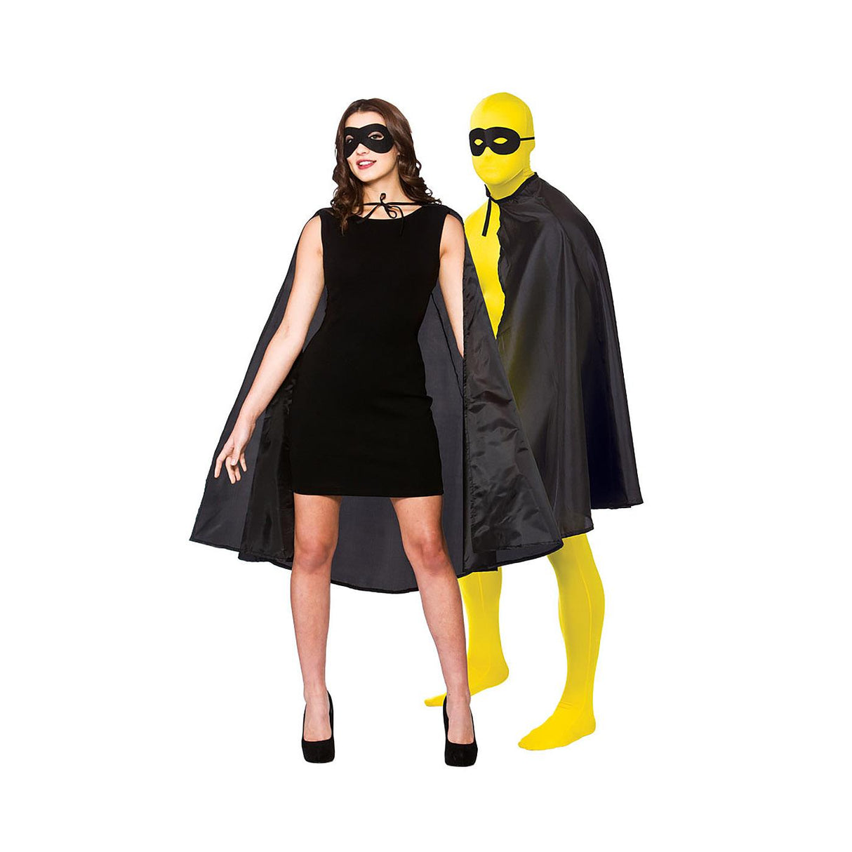 Superhero Mask & Cape (Black) - Adult