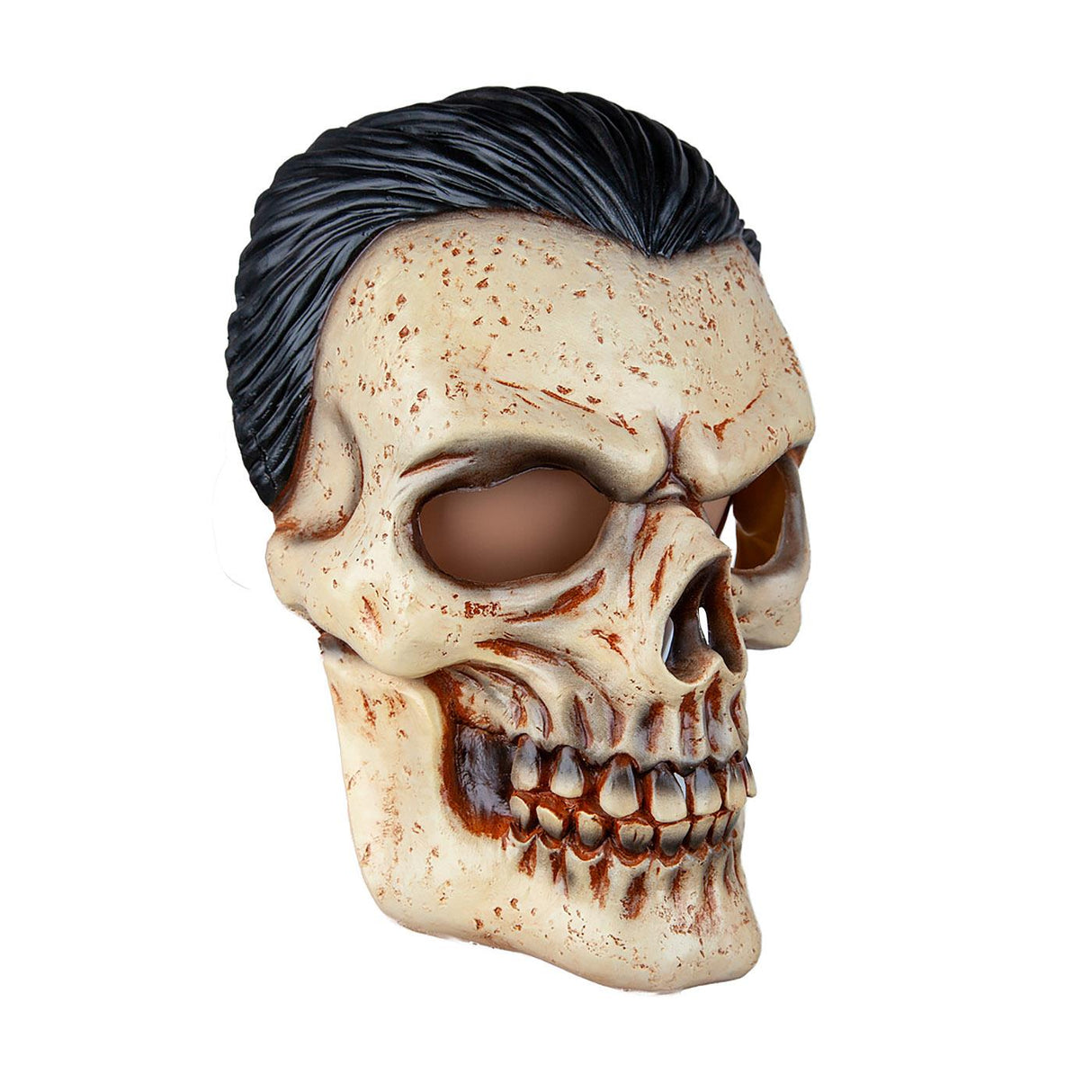 Wicked Costumes - Skull with Black Hair Halloween Mask - Adult