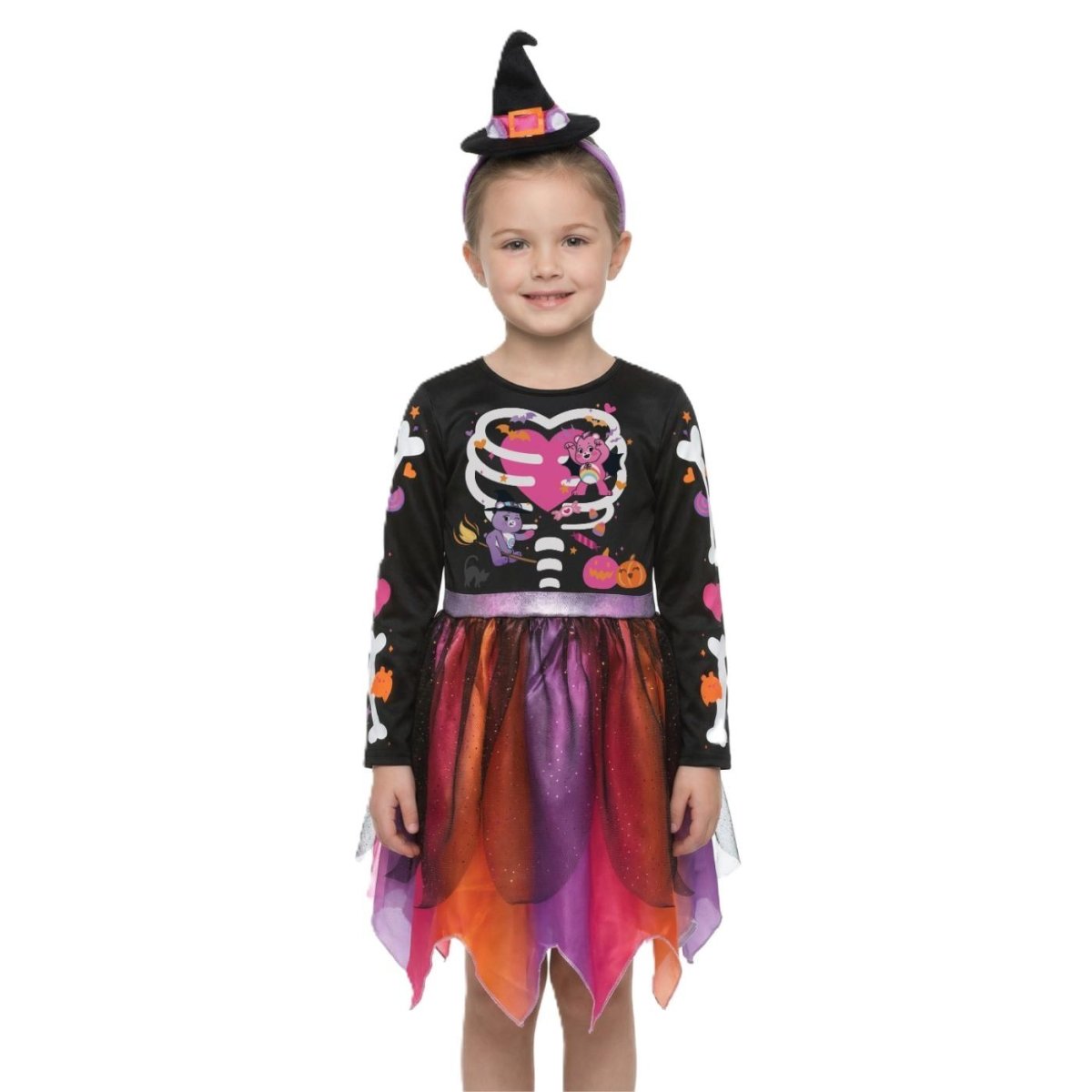 Blues Group - Care Bears Skeleton Witch Costume - Girls - Fancy Dress Central