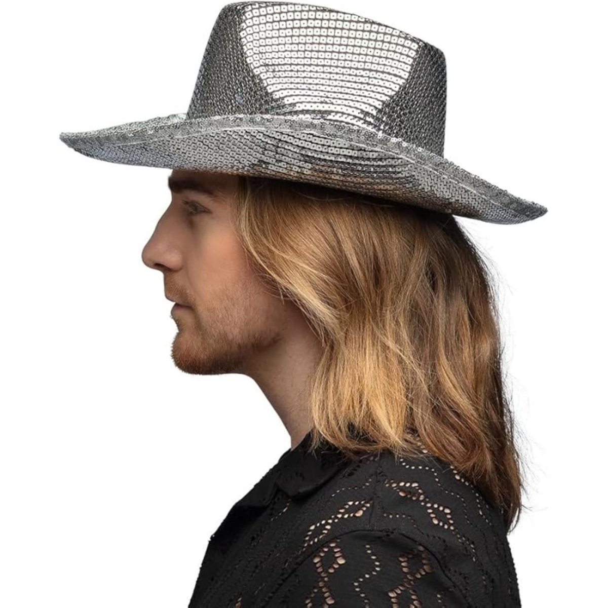 Boland - Groovy Cowboy Hat (Silver) - Adult - Fancy Dress Central