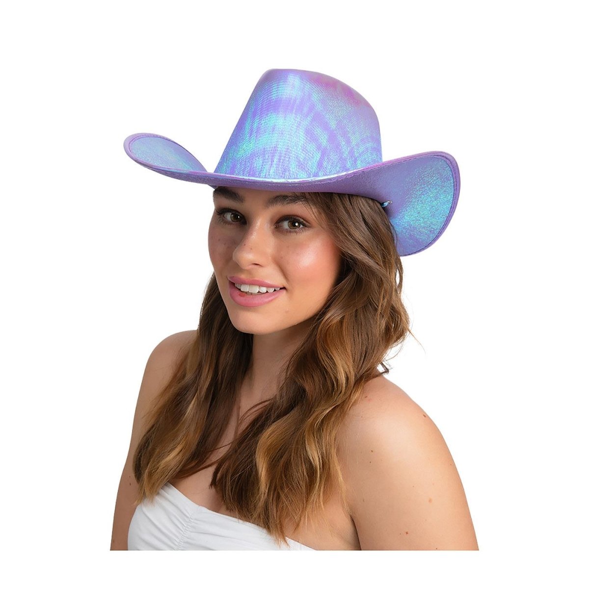 Wicked Costumes Ltd - Iridescent Texan Cowboy Hat (Lavender) - Adult - Fancy Dress Central