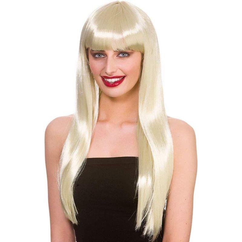 Long Fantasy Wig with Fringe (Blonde) - Adult
