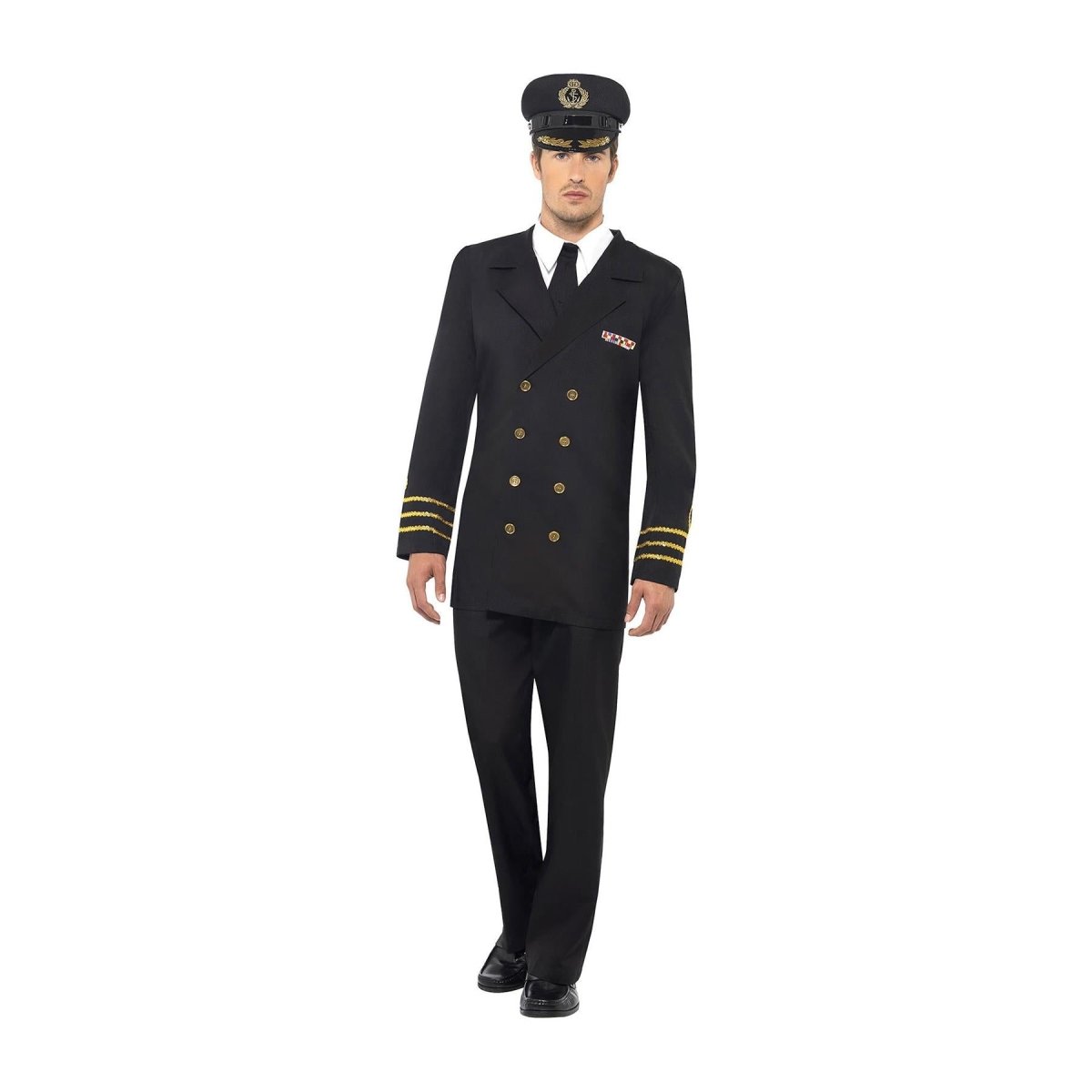Smiffys - Black Navy Officer Costume - Men - Fancy Dress Central