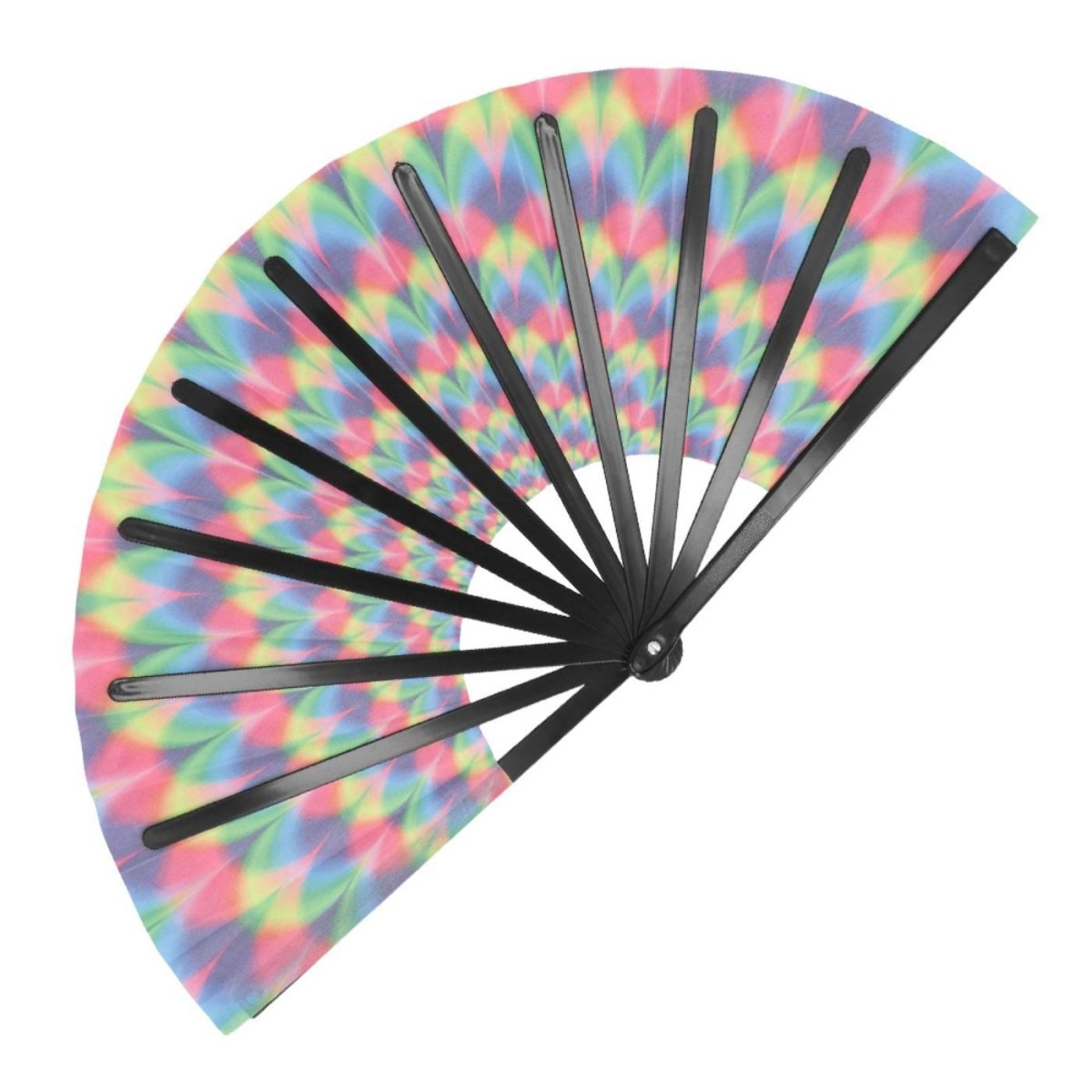 Boland - XL Rave Hand Fan (Rainbow) - Adult - Fancy Dress Central