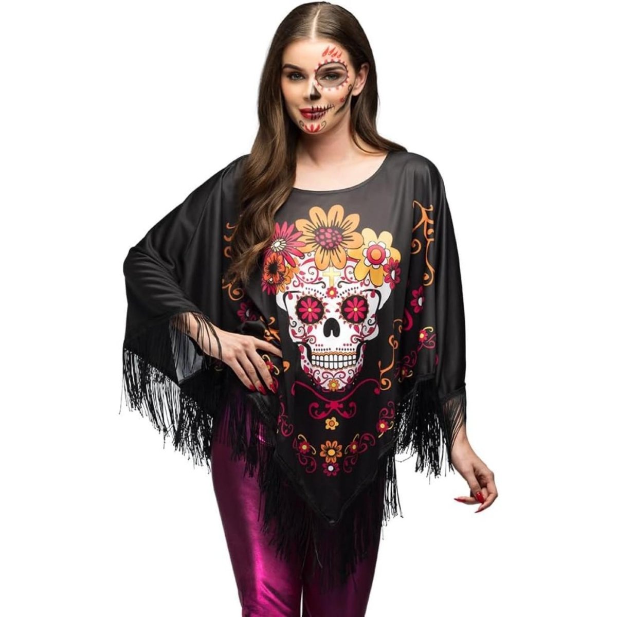 Boland - Catrina Day of the Dead Poncho - Women - Fancy Dress Central