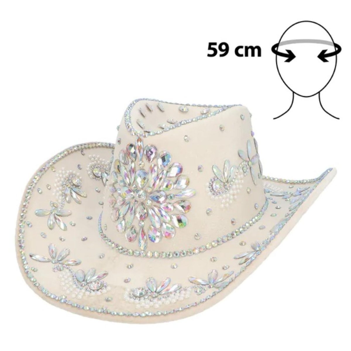 Boland - Crystal Cowboy Hat (Beige) - Adult - Fancy Dress Central