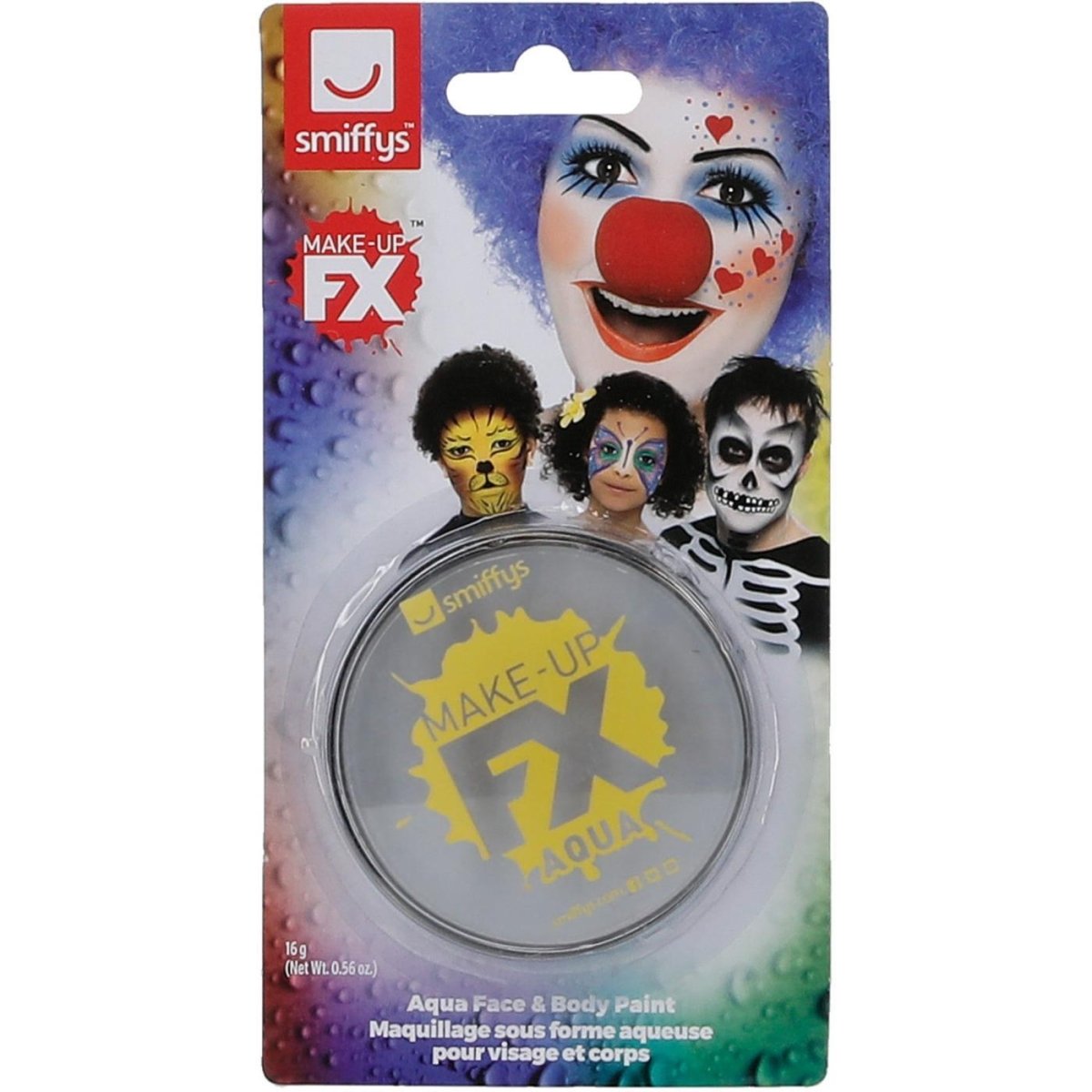 Smiffys - Make-Up FX Face and Body Paint - Light Grey - Fancy Dress Central