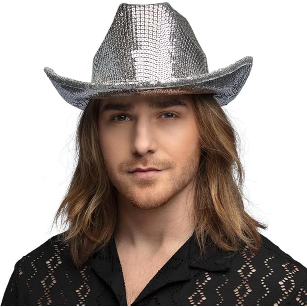 Boland - Groovy Cowboy Hat (Silver) - Adult - Fancy Dress Central