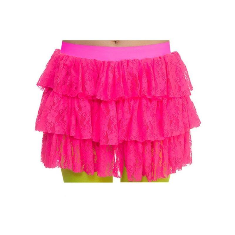 80s Lacy Ra-Ra Skirt (Hot Pink) - Women
