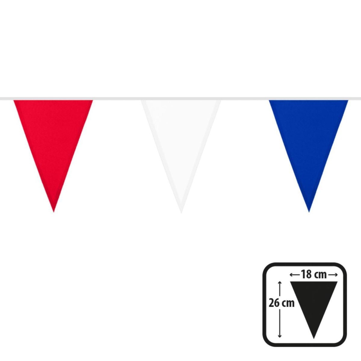 Boland - 6m Coloured Triangular Bunting (Blue/White/Red) - Fancy Dress Central