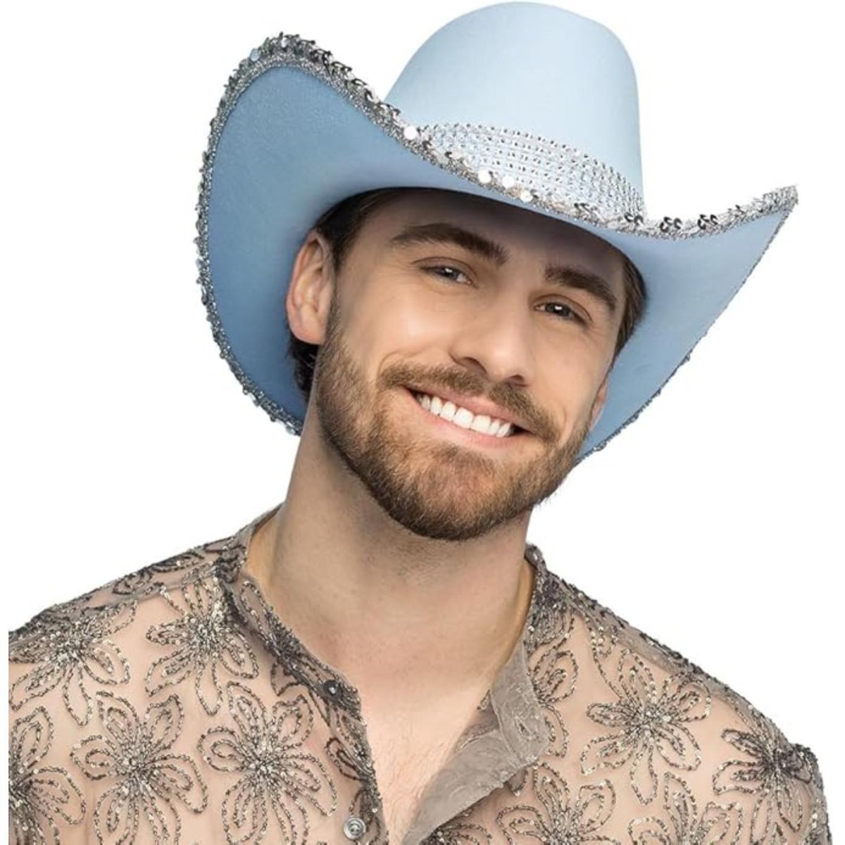 Boland - Sparkle Cowboy Hat (Blue) - Adult - Fancy Dress Central