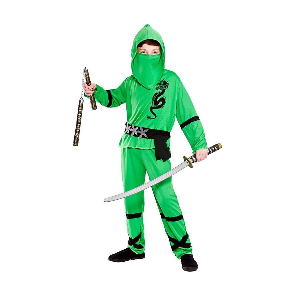 Wicked Costumes - Power Ninja Costume (Green) - Child - Fancy Dress Central
