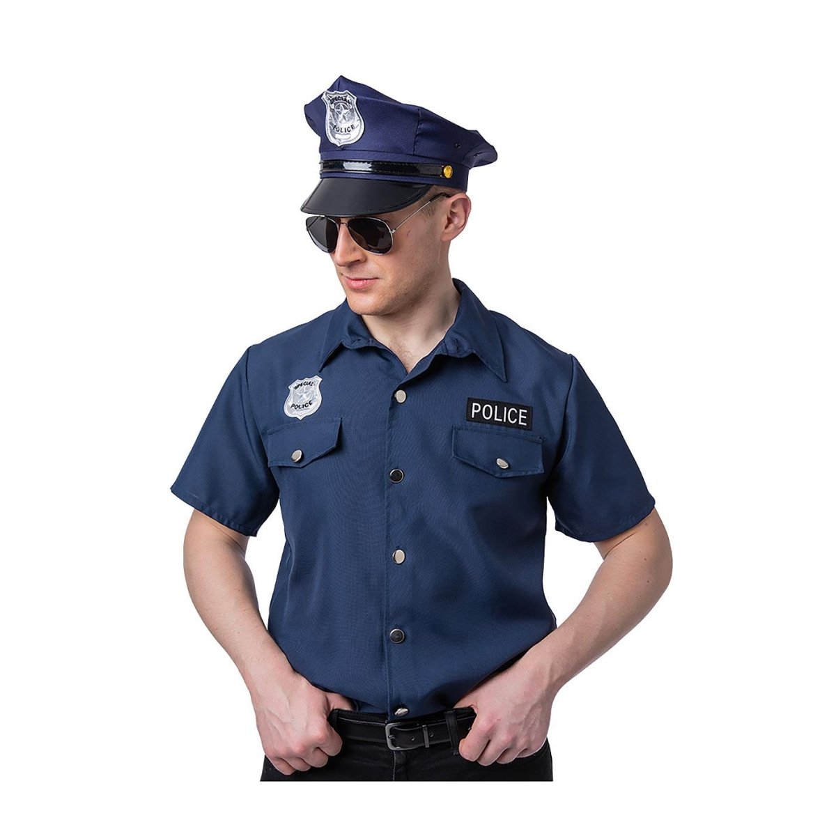 Wicked Costumes - Police Shirt (Blue) - Men - Fancy Dress Central