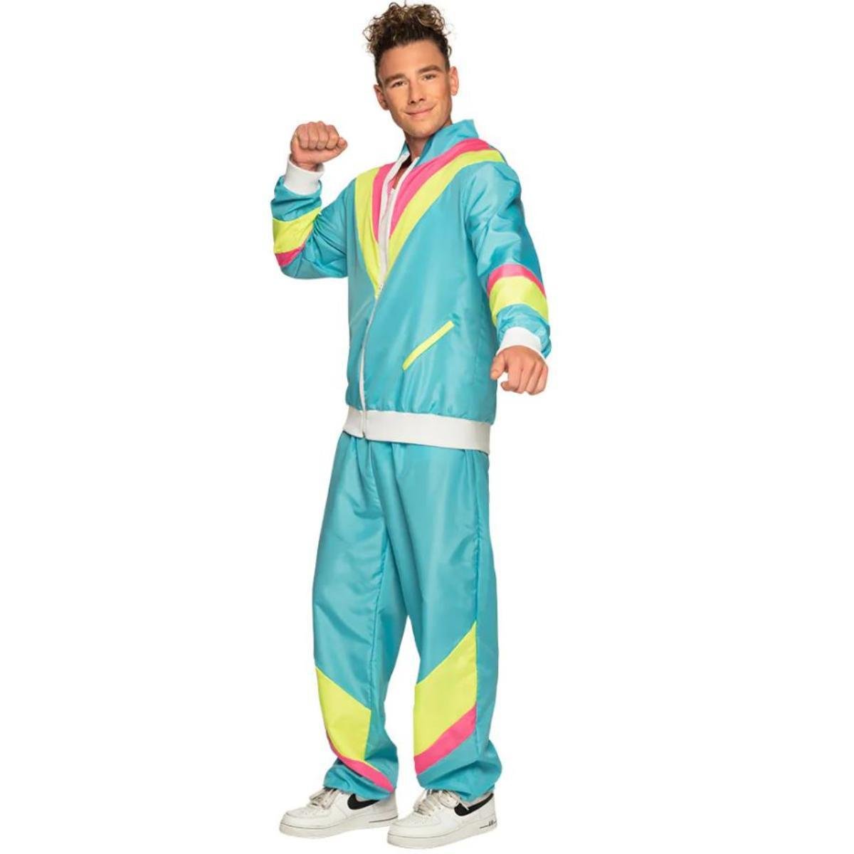 Boland - Retro Dude Shell Suit Costume (Neon Blue) - Men - Fancy Dress Central